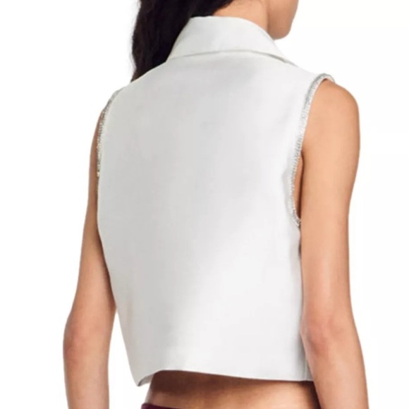 Sandro “Gleam” Elegant White Sleeveless Button-Up Top - Picture 2 of 8